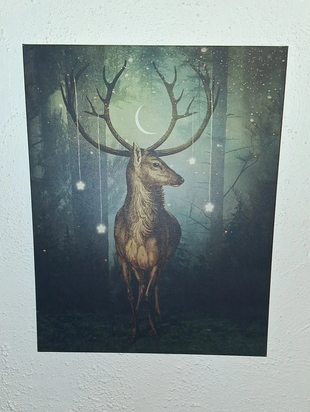 Mystic Stag Forest Wall Art Print - Brown/Green